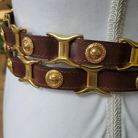 Streets Ahead Brown Leather Belt with Gold Buckle. - Picture 11 of 16